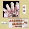 Faux Ongles 24pcs Faux Portable Court Ovale Presse Sur Couverture Complète Nail Art Conseils Perle Design Gel Polonais Décoration