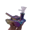 Galvanoplastie Verre de réservoir irisé Pipes à eau pour fumer Recycler Dab Rigs avec percolateur en ligne Couleur aléatoire avec bol en verre à joint mâle de 14 mm