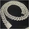 Kolye Kolyeler Stok Buzlu VVS Moissanite Küba Bilezik 925 Sier Bling Diamond Link Zinciri Hip Hop Erkek Mücevher Kolye Drop Del Dh3uf