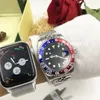 INS Svartröd data Bezel Rostfritt stålklocka rörelse Holdag Luxury Montre Roterande keramisk yttre klocka Män Automatisk SAPPH297R