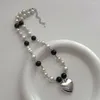 Pendant Necklaces Exquisite Contrasting Pearl Stitching Silver Color Heart Beaded Necklace Unique Design Women Jewelry Gift 2023