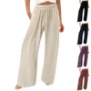 Pantaloni da donna eleganti 2023 Y2k signore 9-pantaloni casual allentati a vita alta in cotone e lino gamba larga pantaloni lunghi Holgados Mujer