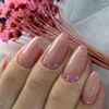 False Nails 24Pcs Short Red Simple Ballerina With French Design Wearable Full Cover Press On Tips Artificial