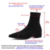 Boots Woman Sock Ankle Spring Autumn Pointed Toe Low Heel Elastic Flock Black Comfortable Booties Lady Shoes Big Size 42 43 230909