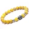 Strand Natural Stone Beads Bracelet Antique Silver Color Buddha Charm Bracelets & Bangle For Women Or Men