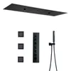 Matte Black 90*30cm Concealed Shower Set Thermostatic Valve Brass Shower Facuets Bathroom Showerheads Systems Rainfall SPA