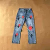 Jeans da uomo firmati da uomo fanno vecchi pantaloni dritti lavati cromati pantaloni con lettere stampe per donna uomo pantaloni lunghi casual stile cuori X0911