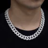 Yüksek kaliteli hip hop takıları 15 mm baget vvs moissanit elmas zinciri 925 STRING Gümüş Küba Bağlantı Zinciri