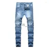 Jeans da uomo Jeans da uomo High-end Tomaia in denim Foro rovinato Retro lavato Tide Marchio di grandi dimensioni Pantaloni europei e americani Slim Elastico x0911