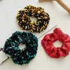 Kerst Glanzende Glitter Pailletten Haarbanden Haar Scrunchies Effen Effen Kleur Paardenstaart Haar Touwen Kerst Vrouwen Haaraccessoires