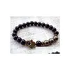 Beaded Sn0591 New Design Pyrite Hamsa Bracelet Fatima Hand For Men Onyx And Jewelry Drop Delivery Bracelets Dhgarden Dhc7B