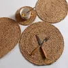 テーブルマット手作り織りノンスリッププレースマット水干し草編み丸い断熱パッドの家の装飾アクセサリー