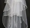 Bling Wedding Veils with Crystal for Bride two layers High Quality Soft Tulle Bridal Veil with Crystals Short Layered Bridal Vail Cheap ZZ