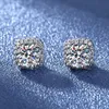 Stud Jewelry Designer Super Sparkling and Elegant Mosan Diamond Princess Square Women's Earrings, Highend Jewelry