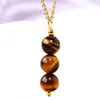 Row Natural Stone Crystal Round Beads Pendant Necklace Candy Color Round Beaded Necklaces DIY Fashion Jewelry