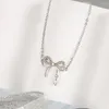 Ensemble collier et boucles d'oreilles en argent S925, pendentif papillon intelligent avec nœud papillon pour femmes, bijoux à la mode, cadeaux de fête