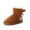 Kinderlaarzen snowboots Designer kinderschoenen winter Klassieke sneakers Mini Boot Botton baby jongens meisjes Enkellaarsjes kind bont Suede 22-35