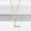 Kedjor S925 Sterling Silver Pearl Necklace for Women Ins Hip Hop Cold Style Cross Pendant clavicle Chain