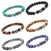 Strand Natural Stone Beads Bracelet Antique Silver Color Buddha Charm Bracelets & Bangle For Women Or Men