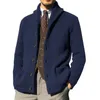 Suéteres para hombres 2023 Winter Warm Lapel Cardigan Hombres Chaquetas para hombre Slim Fit Punto Sweatercoat Abrigo de suéter grueso