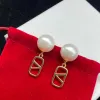 6 Style Designer Pearl Earrings Ladies Stud Earrings Luxury Gold Crystal Double V 925S Silver Jewellery Classic Classic High End G239125PE-3