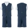 Abbigliamento formale da ragazzo estivo a righe blu scuro Realizzato su misura 2 pezzi Abiti belli per la cena di ballo di fine anno Vestiti per bambini Pantaloni241E