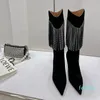 Amina muaddi Begum stiletto hakken hoge laarzen Strass Kwastje Bootboot luxe ontwerpersschoen voor dames fabrieksschoeisel