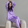 Vêtements de nuit pour femmes plumes pyjamas en satin pour femmes ensembles revers épissage costume simple boutonnage vêtements de nuit printemps mode lingerie