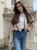 Kvinnors jackor beskurna dike kvinnor långa ärmar design jacka chic lady high street casual lös rockar topp kvinnlig 2023 mode