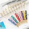 Stylos à bille en gros sublimation créative bricolage grand tube vide stylo en métal auto-remplissage flottant paillettes fleur séchée cristal Studen Otmun