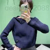 Women's Sweaters Designer 2023 New Leather Label Letter Pattern Half High Neck Fashion Shoulder Button Knitted Long Sleeve Loose Sweater 9PE9