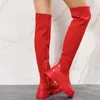 Botlar uyluk yüksek bot üstü uzun platform ayakkabı örgü çorap y kırmızı kaya zarif goth artı boyut lolita 230911