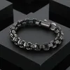 Link Bracelets Hip Hop Rock Skull Square Chain Cool Boy Stainless Steel Men's Bracelet Fashion Jewelry