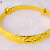 Bangle tjock justerbar gult guldfylld kvinnors armband drake phoenix mönster