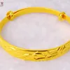 Pulseira feminina grossa ajustável ouro amarelo cheia de pulseira dragão Phoenix padrão