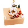 Decorative Objects Figurines Wooden Music Box Santa Claus Christmas Tree Train Christmas Year Retro Birthday Gift Musical Boxes Home Decor 230911