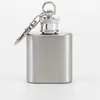 1OZ Stainless Steel Mini Pocket Liquor Hip Flask Key Ring Chain