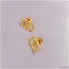 Stud Women Fashion Designer Earrings Top Quality Gold Color Simple Style Brass Engagement Earring Drop Delivery Jewelry Dhkp9