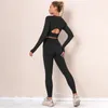 Dwuczęściowe spodnie damskie Zestaw odzieży Nessaj Sport Suit Women Training Outfit Fitness Zużycie siłowni z wysokiej talii 2pcs f