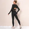 Women's Two Piece Pants Nessaj Clothing Set Sports Suit Women Workout Outfit Fitness Wear High Waist Gym 2Pcs F