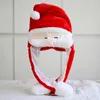 Plysch tecknad djur mössa för jultomten snögubbe öron rörliga hattar vuxna barn vinter jul stickade mössor