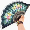 Black Lace Wedding Fans Ladies Hand Dancing Folding Fan Retro Fans handgjorda bröllopsgäst gåva