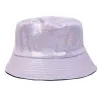 Shinny Party Laser Bucket Hat Сценическая одежда из искусственной кожи с блестками и широкими полями Рыбацкие шляпы Рождественский музыкальный фестиваль Голографическая кепка в стиле хип-хоп Металлический цвет Оптовая продажа 0911