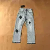 Jeans masculinos designer homens fazem velhos lavados cromos calças retas letras impressões para mulheres homens casuais calças longas estilo corações x0911