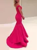 Party Dresses 1142 Pink Off-The-Shoulder Natural Mermaid/Trumpet Floor-Length Evening Dresses/Woman Gowns Long Spandex Prom