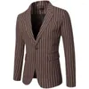 Men's Suits High Quality Blazer Vertical Stripe Fashion Elegant High-end Simple Business Casual Party Shopping Gentleman Slim Coat