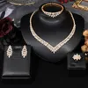 Conjuntos de jóias de casamento 4 peças terno Cubic Zirconia Bride Set Womens Party Deluxe Dubai Crystal 230909