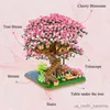 Blocks Sakura Flower Treehouse DIY Model Micro Building Block Indoor Decorations Creative Street Cherry Blossom Kid Toy Gift R230911