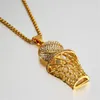 Collane con ciondolo Hip Hop Iced Out Basket nel telaio Pendnat Collana in acciaio inossidabile color oro maschile per uomo Regalo di gioielli sportivi