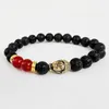 Strang Einzelhandel Schmuck 8mm Lava Stein Perlen Und Rot Natur Mit Antik Gold Buddha Männer Armbänder Yoga Armband